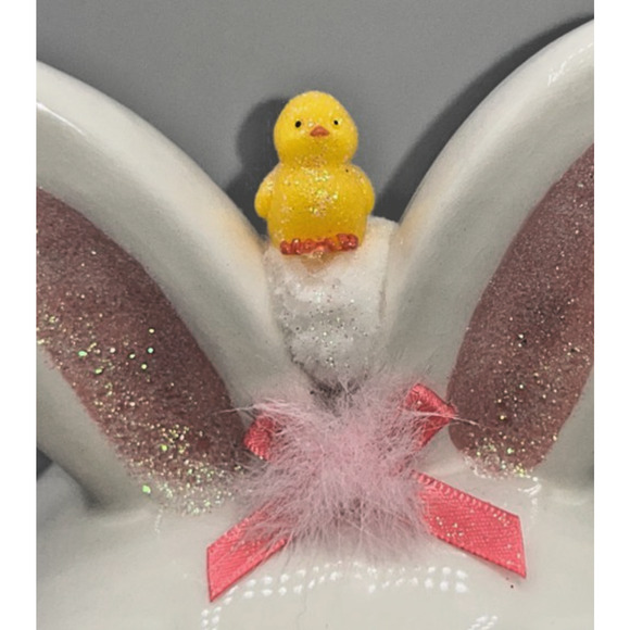 Vintage Ceramic Chick inside Ceramic Bunny Diorama Deb O. Original Designs OOAK - Picture 5 of 16